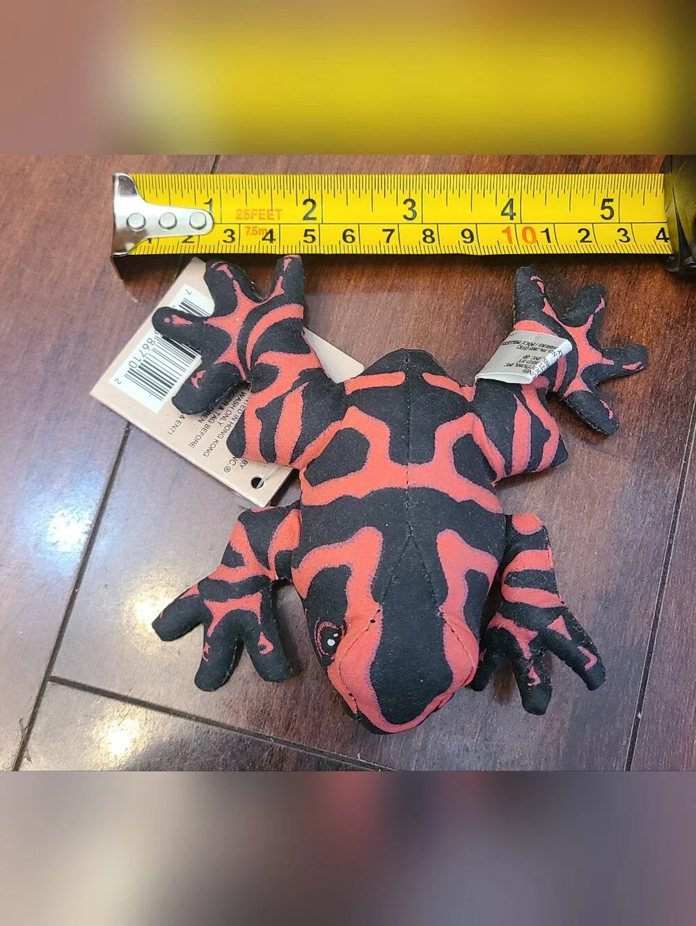 Vintage 1990 WWF Poison Arrow Frog Plush Bean Bag Tagged Determined Products Red